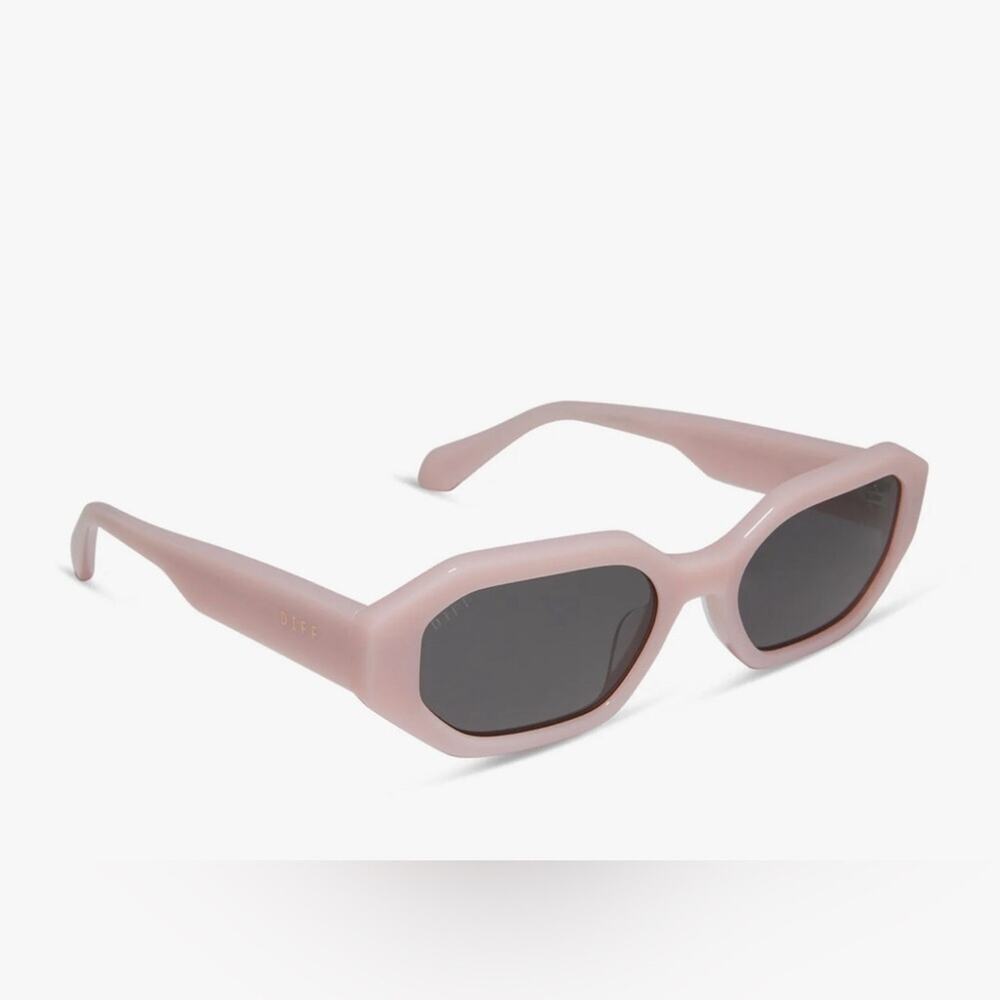 DIFF Pink Rectangle Sunglasses Polarized Y2K Aesthetic Retro UV 400 - Picture 2 of 9